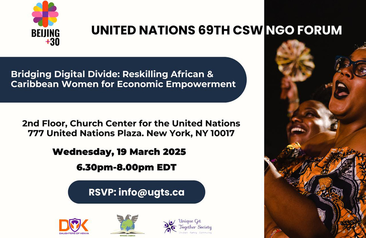 Poster for UGTS participation in the United Nations 69th CSW NGO Forum
