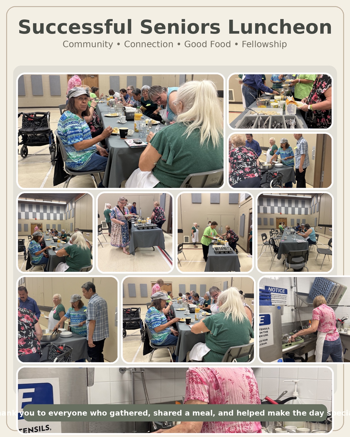 UGTS seniors sharing food, fellowship, and community at a program luncheon